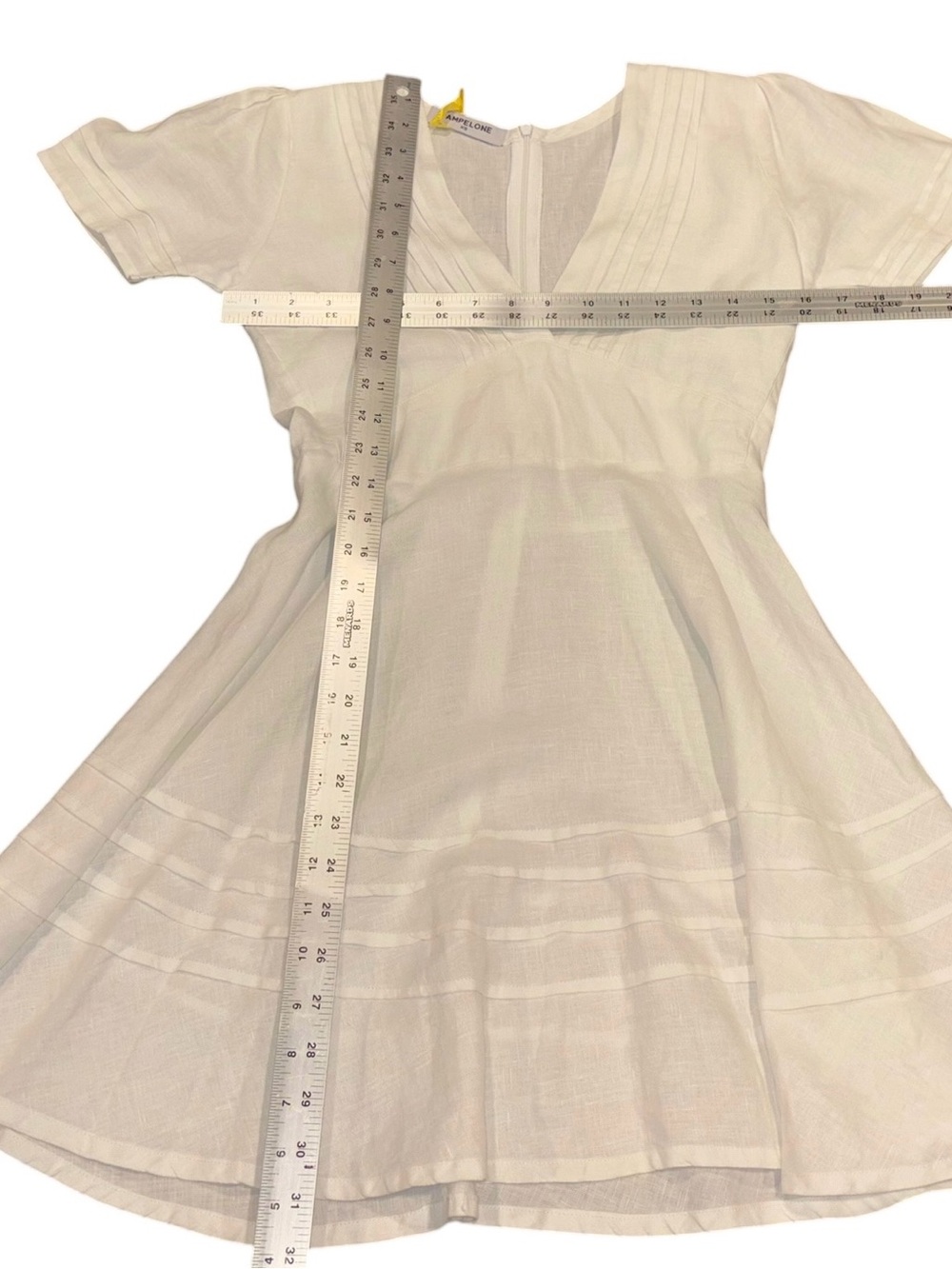 Pampelone The Ella White 100% Linen Mini Dress Coastal Cowgirl Minimalist Sz XS - Picture 8 of 8